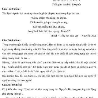 Đáp án và đề thi HSG Ngữ Văn 9 phòng GD&ĐT Tĩnh Gia 2016-2017