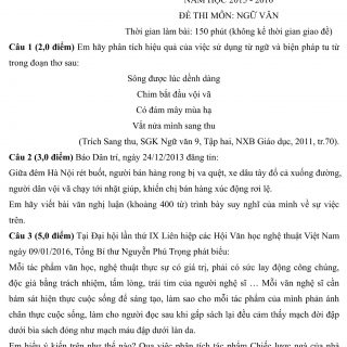 Đáp án và đề thi HSG Ngữ Văn 9 phòng GD&ĐT Vĩnh Phúc 2015-2016