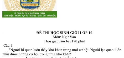 Đáp án và đề thi HSG ngữ văn 10 phòng GD&ĐT Bắc Ninh 2016-2017