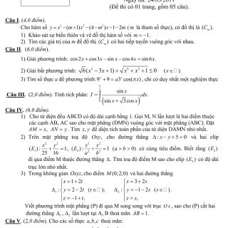 Đáp án và đề thi HSG Toán 12 sở GD&ĐT Thanh Hóa 2010-2011