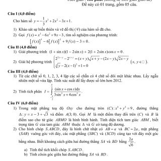 Đáp án và đề thi HSG Toán 12 sở GD&ĐT Thanh Hóa 2011-2012