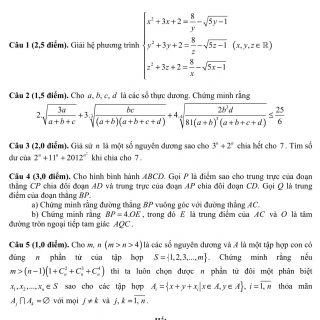 Đáp án và đề thi HSG Toán 12 sở GD&ĐT Vĩnh Phúc 2012-2013