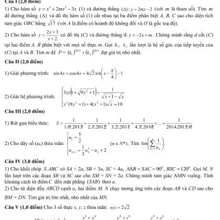 Đáp án và đề thi HSG Toán 12 sở GD&ĐT Hải Dương 2013-2014
