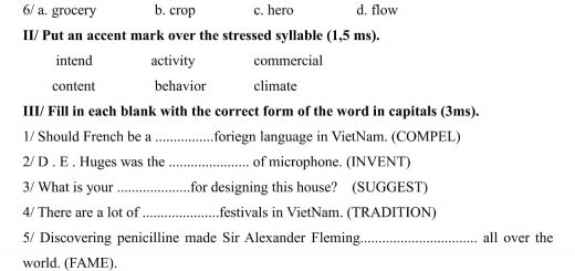 Đáp án và đề thi HSG Anh Văn 9 sở GD&ĐT Quảng Nam 2012-2013