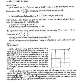 Đề thi học sinh giỏi THPT môn Toán tỉnh Phú Thọ 2017 - 2018
