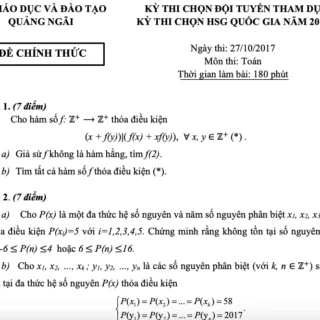 Đề thi chọn đội tuyển tham dự kỳ thi chọn HSG Quốc gia 2018 sở GD và ĐT Quảng Ngãi (Ngày 2)