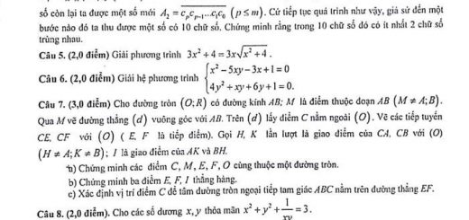 Đề thi khảo sát học sinh giỏi môn toán 9 huyện Tam Dương