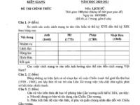 Đề thi học sinh giỏi Lịch Sử tỉnh Kiên Giang 2019