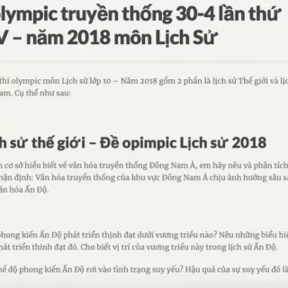 Đề thi Olympic môn Lịch Sử 10 tp. Hồ Chí Minh 2018