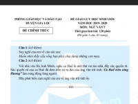 Đề thi HSG Ngữ văn 7 Phòng GD Gia Lộc năm 2019-2020 có đáp án