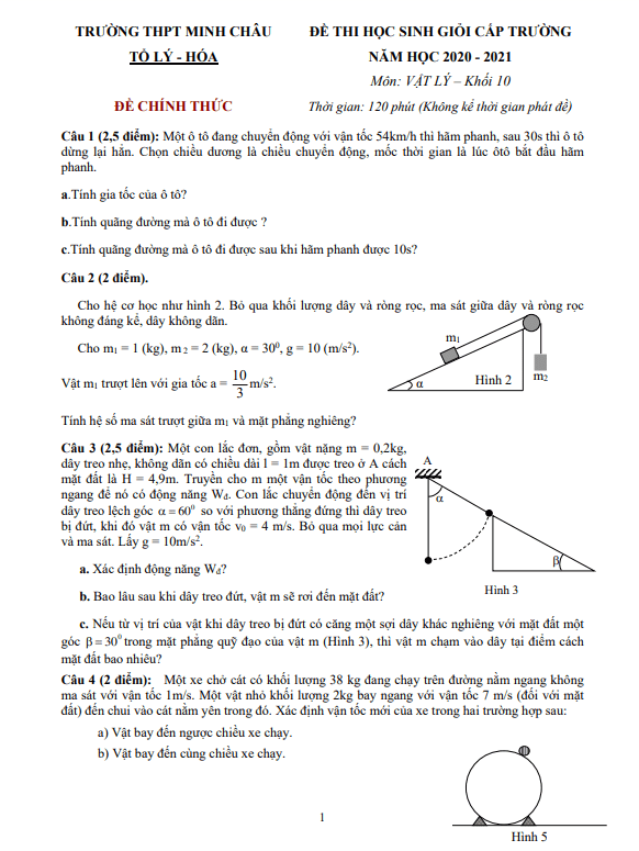 Đề thi chọn học sinh giỏi Địa Lý 10 THPT Phùng Khắc Khoan, Hà Nội năm 2020-2021 có đáp án
