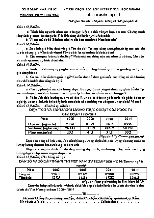 Đề thi chọn học sinh giỏi Địa Lý 10 THPT Liễn Sơn năm 2020-2021 có đáp án
