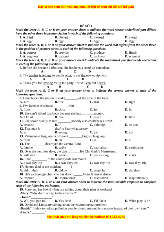 Bộ 40 đề thi vào lớp 10 Chuyên Anh có đáp án chi tiết