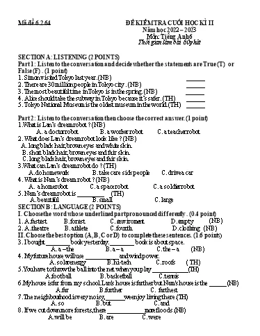 Đề luyện thi học sinh giỏi số 5 lớp 7 môn Tiếng Anh có đáp án năm học 2021-2022.