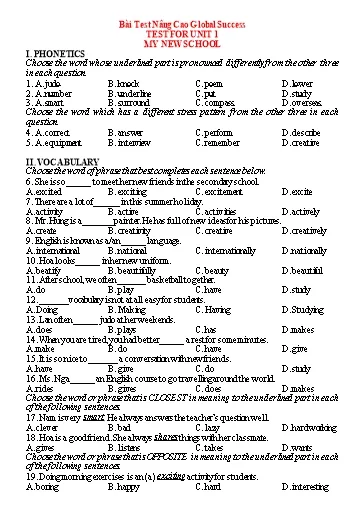 Đề luyện thi học sinh giỏi số 6 lớp 7 năm 2021-2022 môn Tiếng Anh có đáp án.