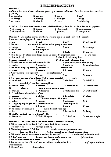 Đề luyện nghe học sinh giỏi số 14 Tiếng Anh.