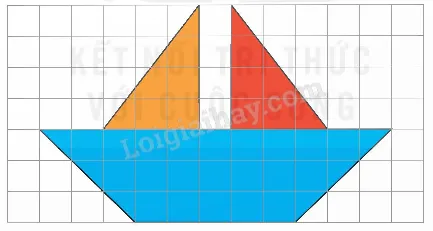 Hình con thuyền được tạo thành từ hình thang và hai hình tam giác trên lưới ô vuông.