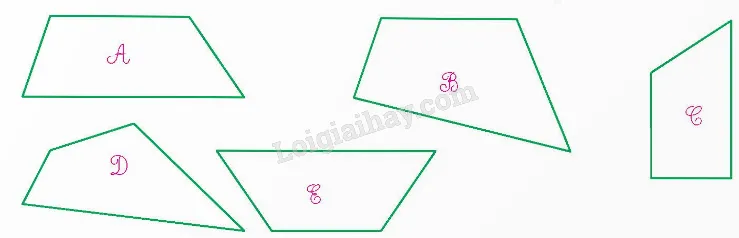 Các hình là hình thang: Hình A, Hình C và hình E.