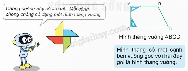 Hình thang vuông với một cạnh bên vuông góc với hai đáy.