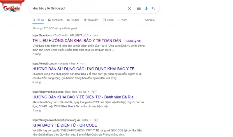 Tìm kiếm tài liệu học tập theo loại tệp filetype:pdf