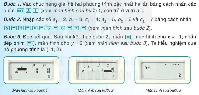 Các bước ban đầu để vào chế độ giải hệ phương trình trên máy tính cầm tay