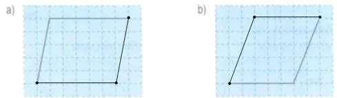 Hình bình hành được hoàn thành sau khi vẽ thêm hai đoạn thẳng.