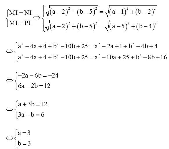 Hệ phương trình tìm tâm I của đường tròn ngoại tiếp tam giác MNP
