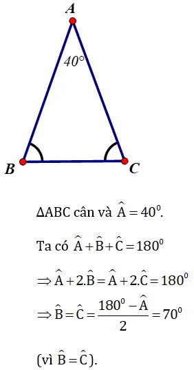 Giải Bài 49a trang 127 SGK Toán lớp 7: Tính các góc ở đáy của tam giác cân