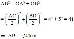 Minh họa bước 2 cho bài toán tính cạnh hình thoi