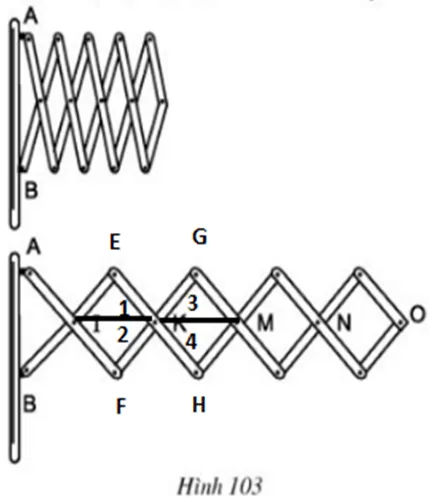 Minh họa ứng dụng hình thoi trong cấu trúc cửa xếp
