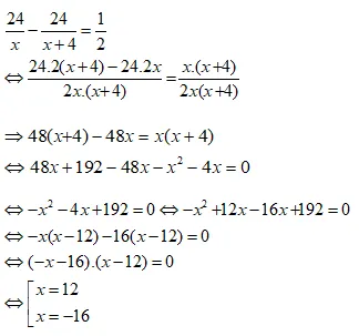 Giải phương trình và tìm vận tốc của xe đạp khi giải toán bằng cách lập phương trình