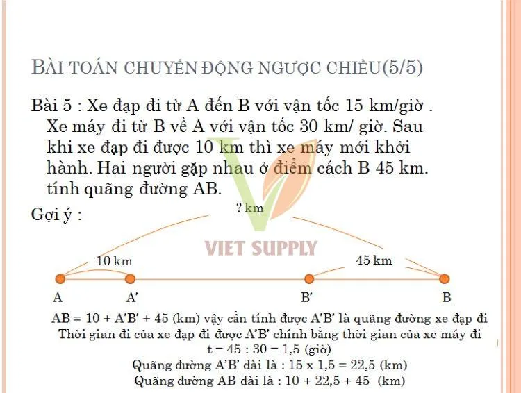 Ví dụ bài toán về chuyển động đều trong chương trình toán lớp 5 tập 2
