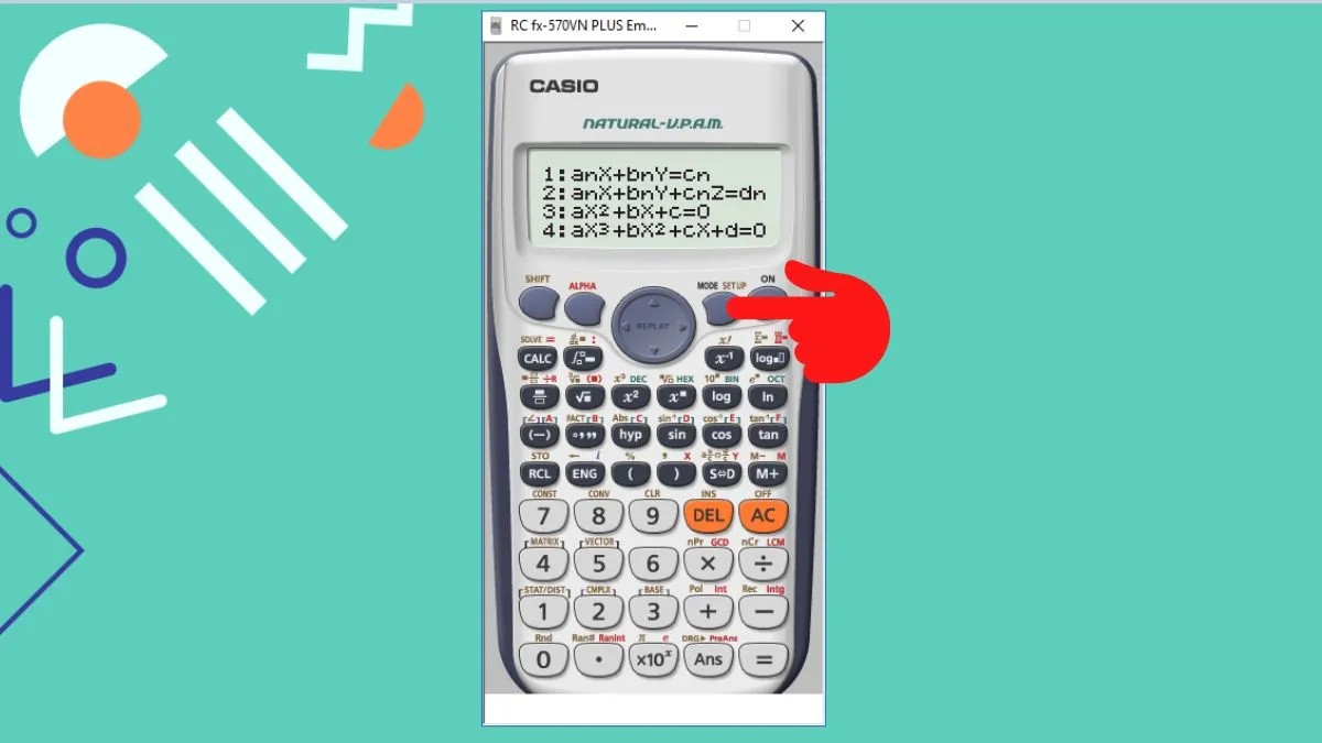 Tùy chọn hiển thị các loại phương trình và hệ phương trình trong chế độ MODE 5