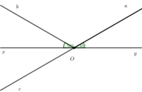 Hình vẽ minh họa góc và tia đối trong bài toán hình học lớp 6