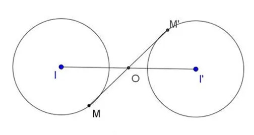 Sơ đồ vị tự hai đường tròn không đồng tâm và R bằng R'
