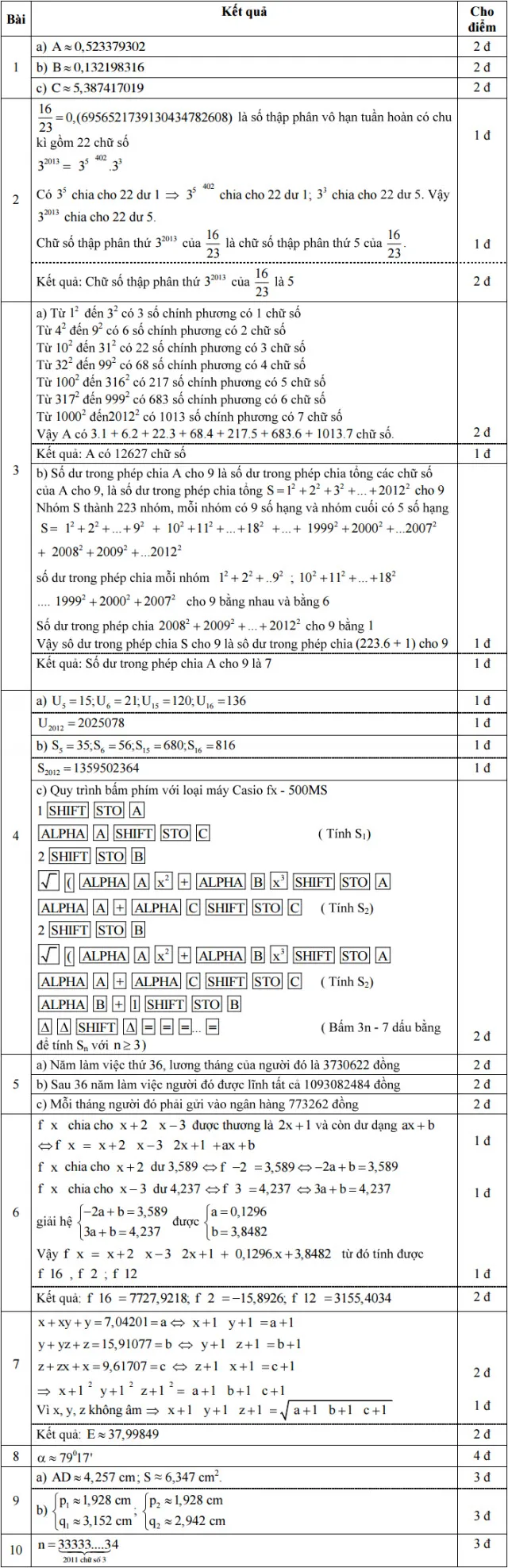 Đề thi giải toán trên Máy tính cầm tay lớp 9 THCS