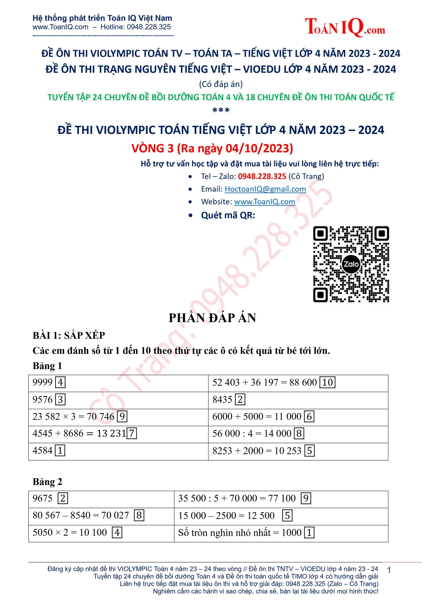 Hướng dẫn giải toán Violympic lớp 3 vòng 3 và các dạng bài trọng tâm