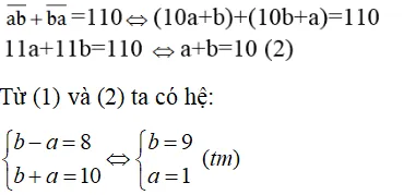Giải hệ phương trình cuối cùng để tìm số có hai chữ số, toán 9 giải toán bằng cách lập hệ phương trình