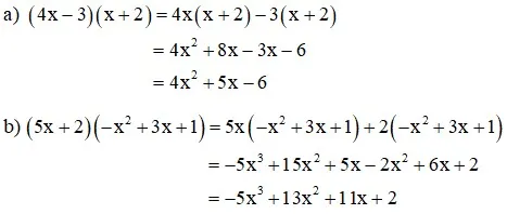Bước giải phép nhân đa thức đầu tiên trong bài giải toán lớp 7 tập 2 trang 40