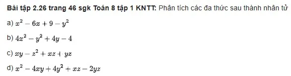 Giải Toán 8 Trang 46 Tập 1: Phân Tích Đa Thức Thành Nhân Tử Sâu Sắc