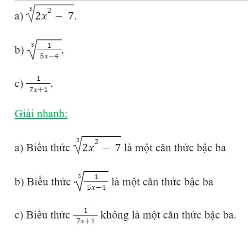 Hình ảnh minh họa các biểu thức căn bậc ba cần xác định