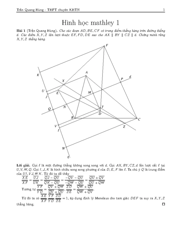 Chứng Minh Định Lý Menelaus Toàn Diện và Ứng Dụng Trong Hình Học Phẳng