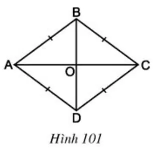 Minh họa về tính chất hai đường chéo của hình thoi