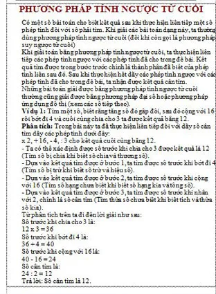 Các phương pháp giải toán ở tiểu học minh họa