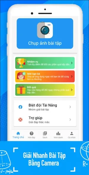 Giao diện ứng dụng Dicamon giải Toán Lý Hóa