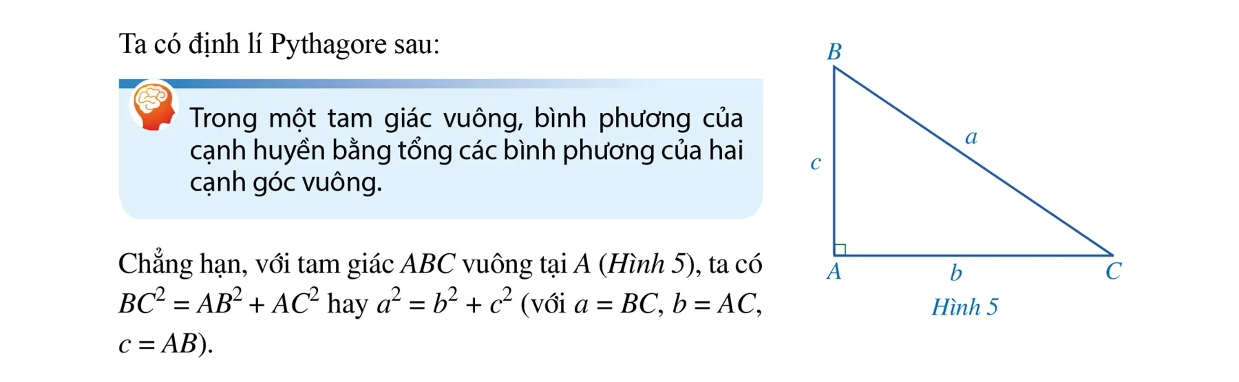 Minh họa định lý pytago thuận với bình phương các cạnh góc vuông