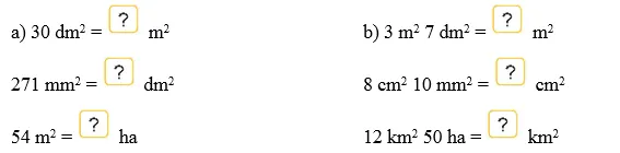 Bảng lời giải chi tiết allintitle:giải toán 5 trang 59 Bài 2 về đổi đơn vị diện tích