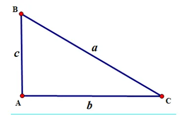 Tam giác vuông ABC tại A minh họa công thức định lý Pythagore với cạnh huyền BC