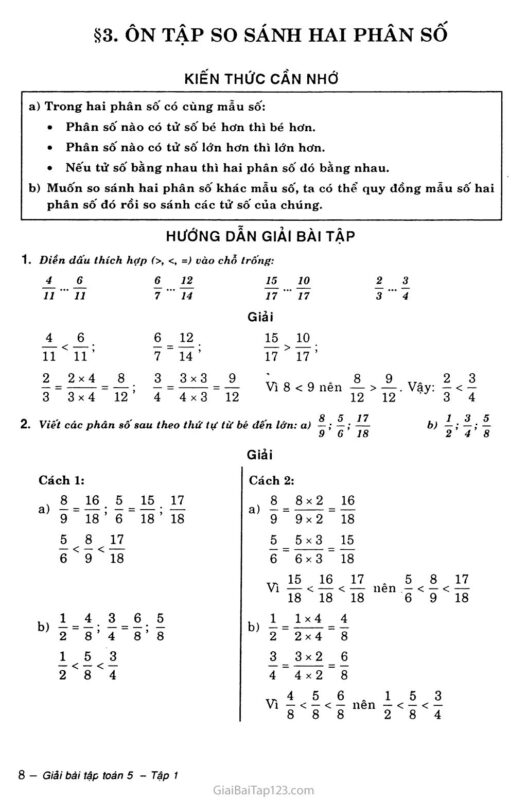Giải Toán Lớp 5 Trang 12 Chi Tiết: Ôn Tập Và Bổ Sung Phép Tính Với Phân Số