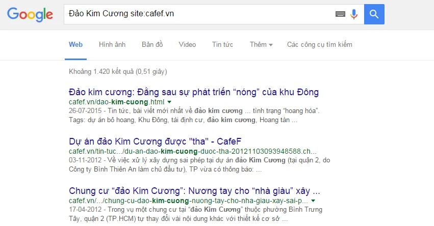 toán tử tìm kiếm site: